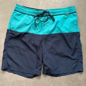 Men’s Navy Blue & Teal Calvin Klein Swimsuit - Size: S